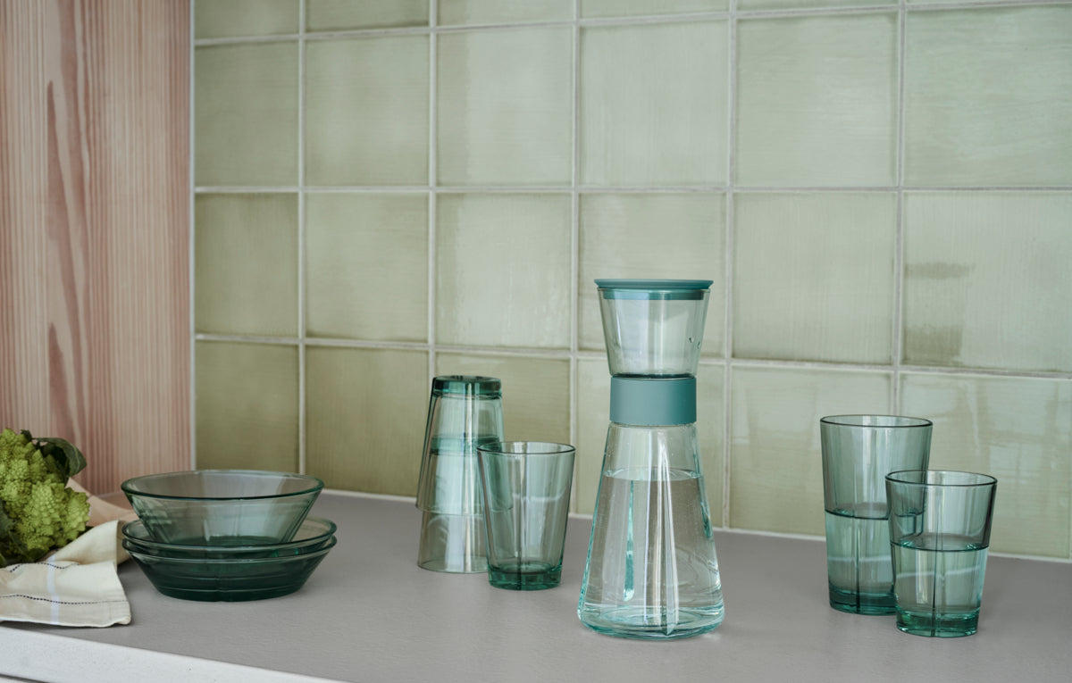 Grand Cru Recycled Tumblers, Clear Green, 12.5 Oz, Set of 2