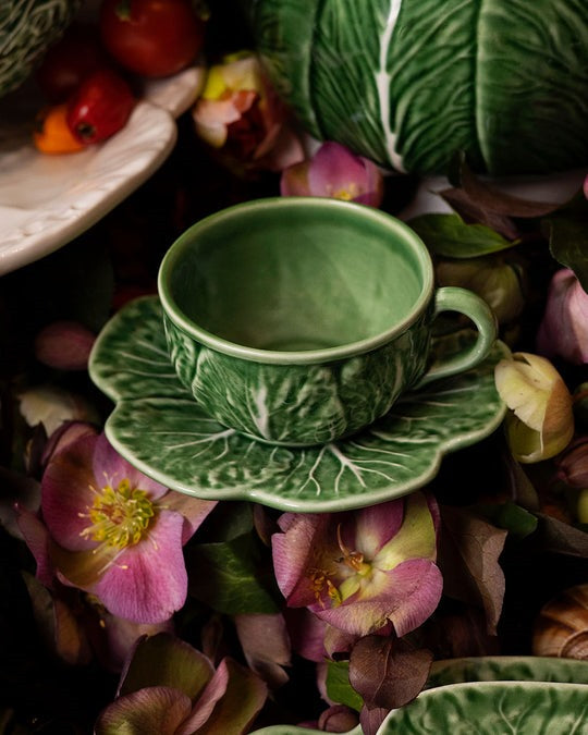 Cabbage Tea Cup & Saucer Mugs Bordallo Pinheiro