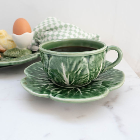 Cabbage Tea Cup & Saucer Mugs Bordallo Pinheiro