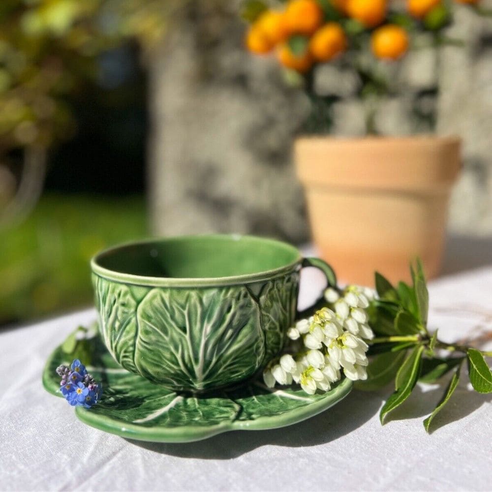 Cabbage Tea Cup & Saucer Mugs Bordallo Pinheiro