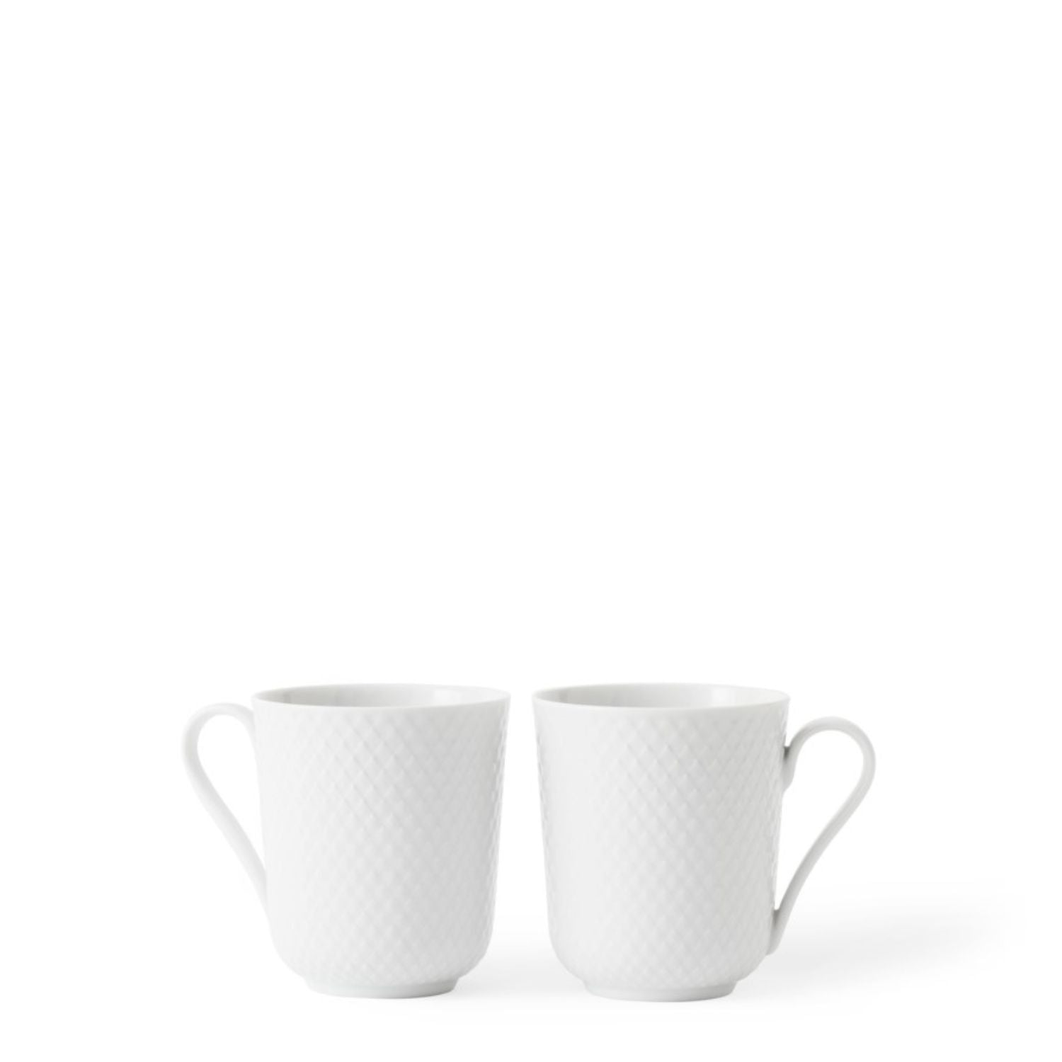 Rhombe Mug With Handle Set , White, 11.2 Oz Mugs Lyngby Porcelæn