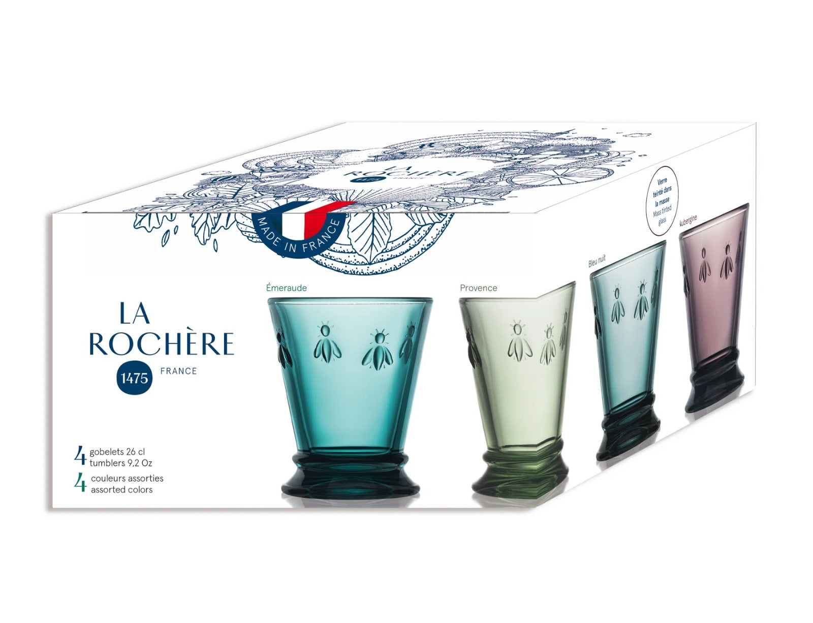 La Rochère Bee Tumbler Assorted Set – 4 Colors